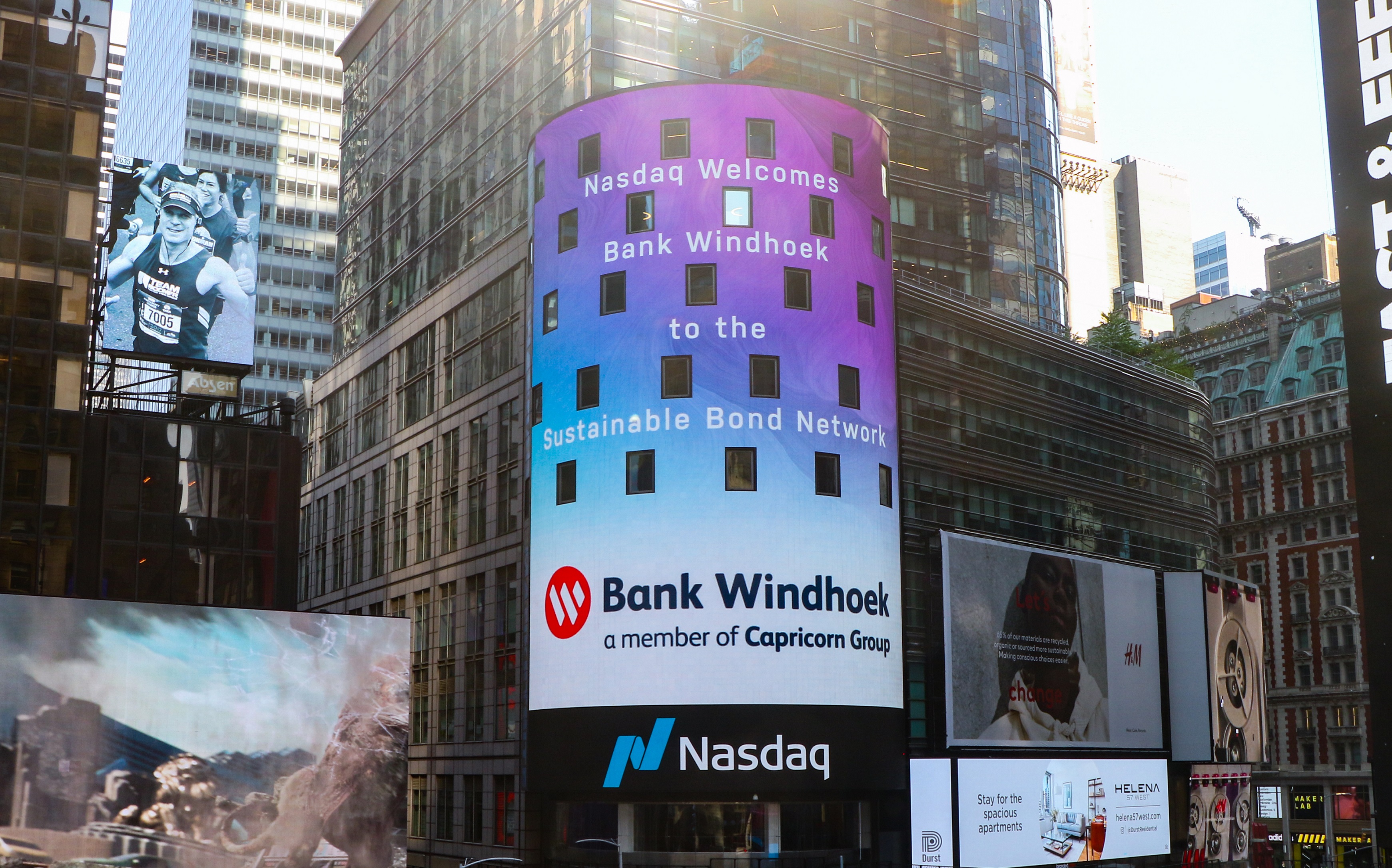 Nasdaq welcoming Bank Windhoek to the Sustainable Bond Network, in Times Square, New York City.